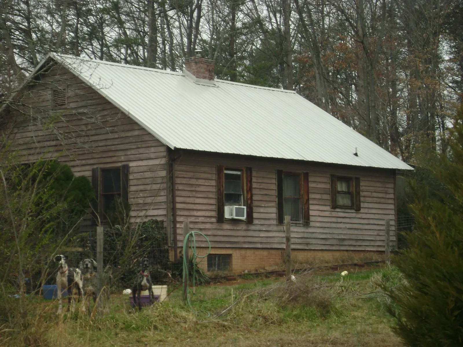 White metal roof on an old wood sided farmhouse, from a Asphalt Shingle Roof Repair job in Ware Shoals